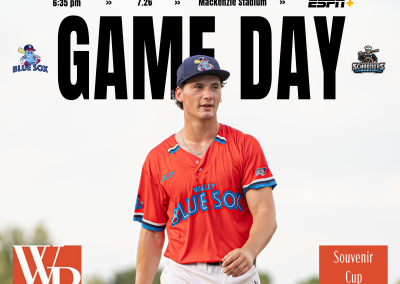 Valley Blue Sox game day post vs. Mystic